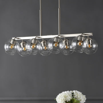 Julian 33.5" Farmhouse Bohemian Iron/Glass Linear LED Pendant - JONATHAN Y